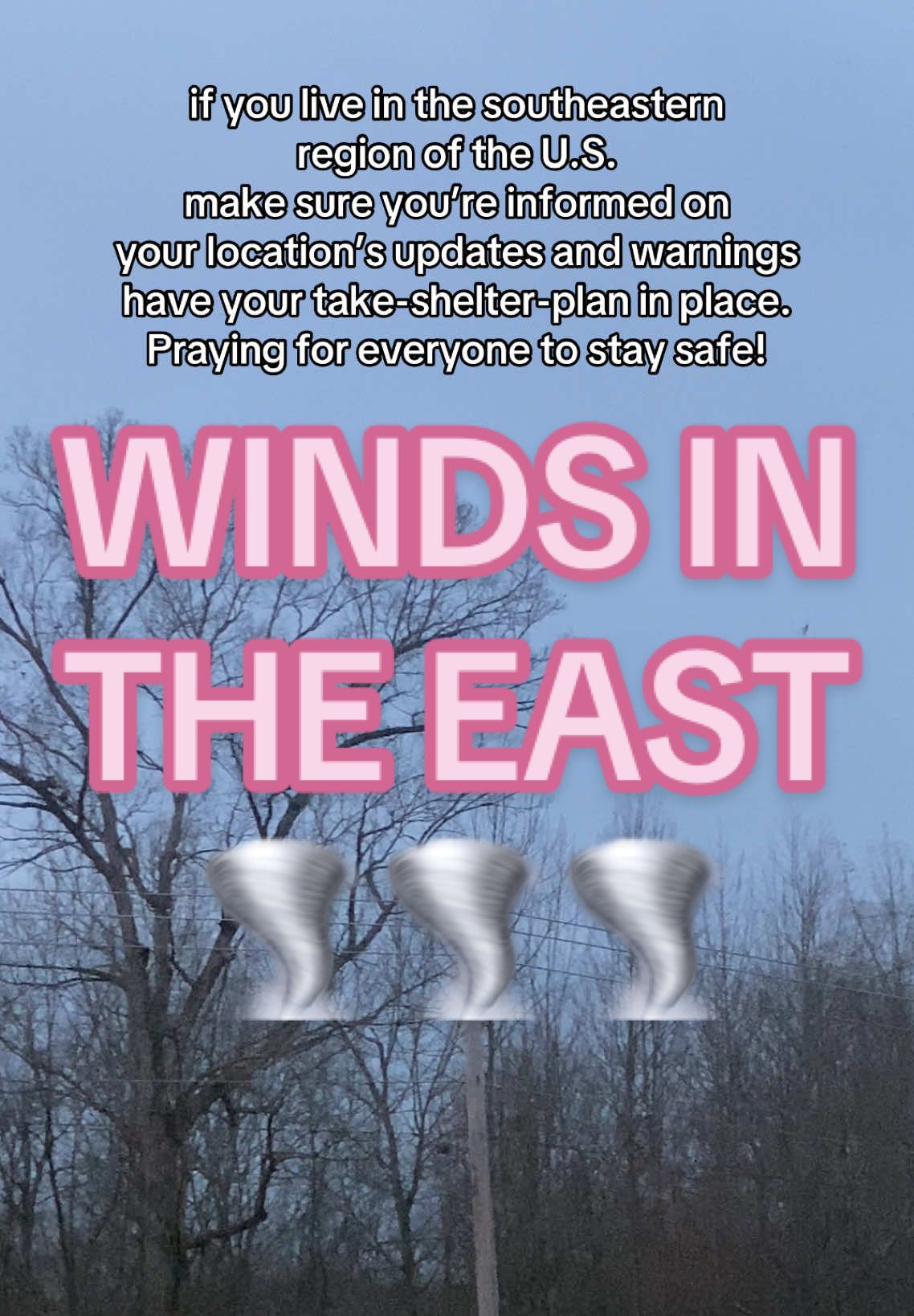 some tornadoes are expected in the southeastern region.🌪️ please be informed and aware of the updates where you live and take it seriously. make sure you and your loved ones have a take-shelter-plan in place. 🫶🏻 be safe y’all. @Ryan Hall has great live updates. #tornadotok #tornados #tornadoes #tennesseeweather #tornadoshelter #severeweather 