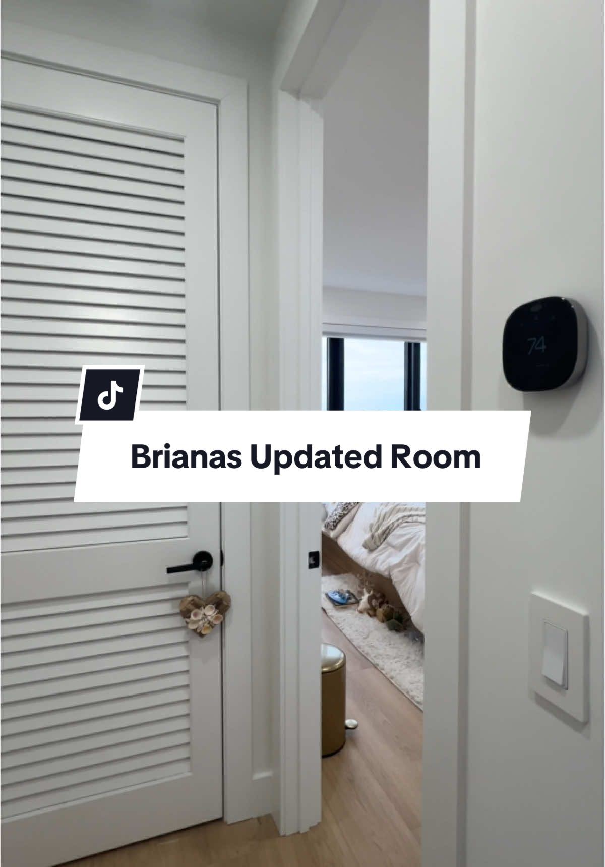 Giving you guys an updated tour of each space in our #disastertodreamhome Here is @briana_eastcoast room 💕 Love the @smartwings motorized shades and @Homary_House nightstands! Some of the rooms are done (for now 😂) and well some still have holes in the ceiling! Stay tuned for the rest!