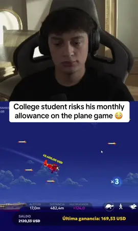 College student risks his monthly allowance on the plane game #agusbob #planegame #kickstreaming 