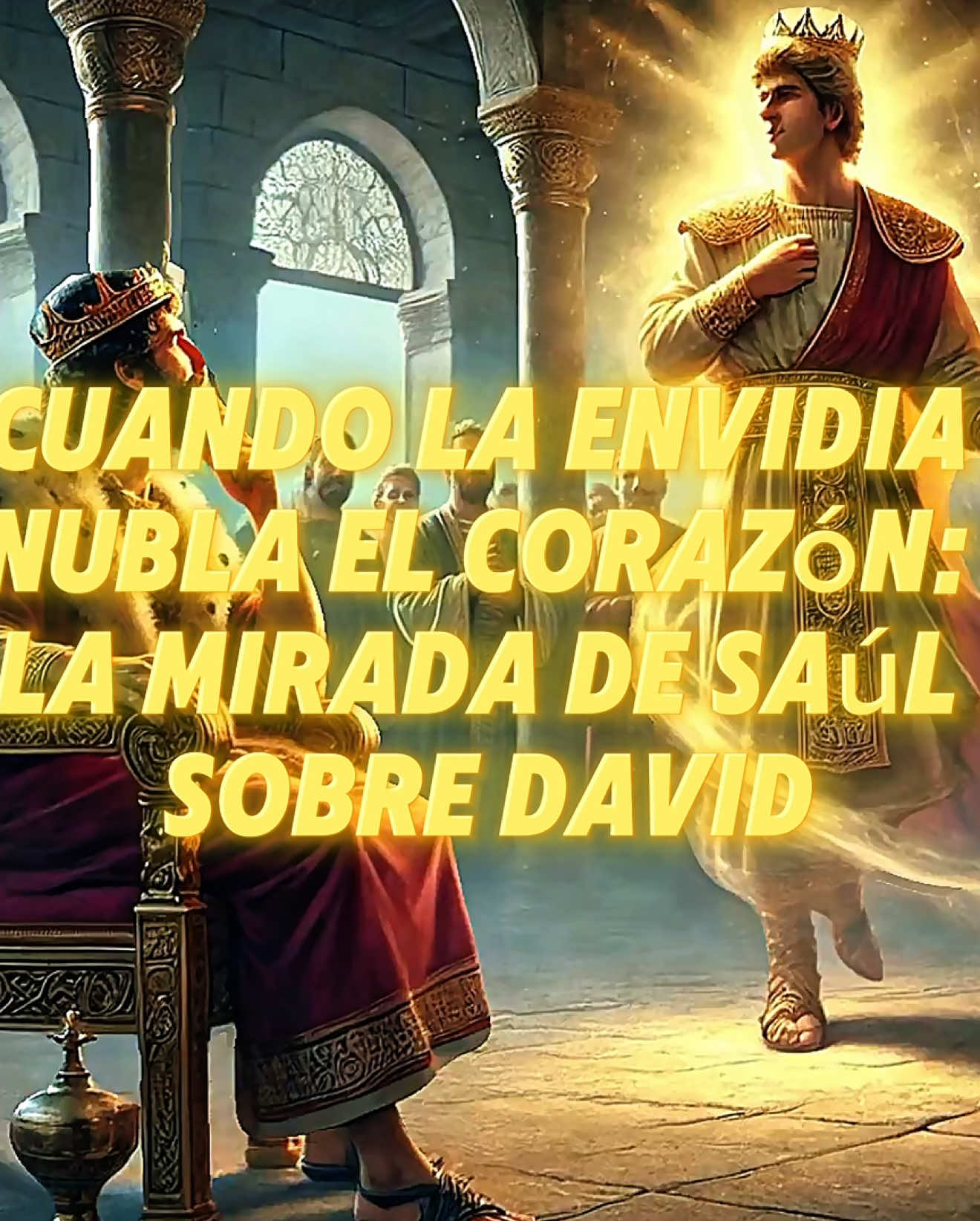 Saúl, consumido por la envidia, comenzó a mirar a David con malos ojos desde aquel día. La victoria de David sobre Goliat no solo trajo alegría a Israel, sino que también despertó celos en el corazón del rey. La envidia puede cegar y alejarnos de los propósitos de Dios. ¿Cómo podemos evitar caer en esta trampa? Reflexionemos en la historia de Saúl y aprendamos a mantener nuestros corazones libres de resentimiento y llenos del amor de Dios. #Biblia #PalabraDeDios #David #Saúl #HistoriaBíblica #Fe #Reflexión #Envidia #Dios #Sabiduría #YTLaBiblia