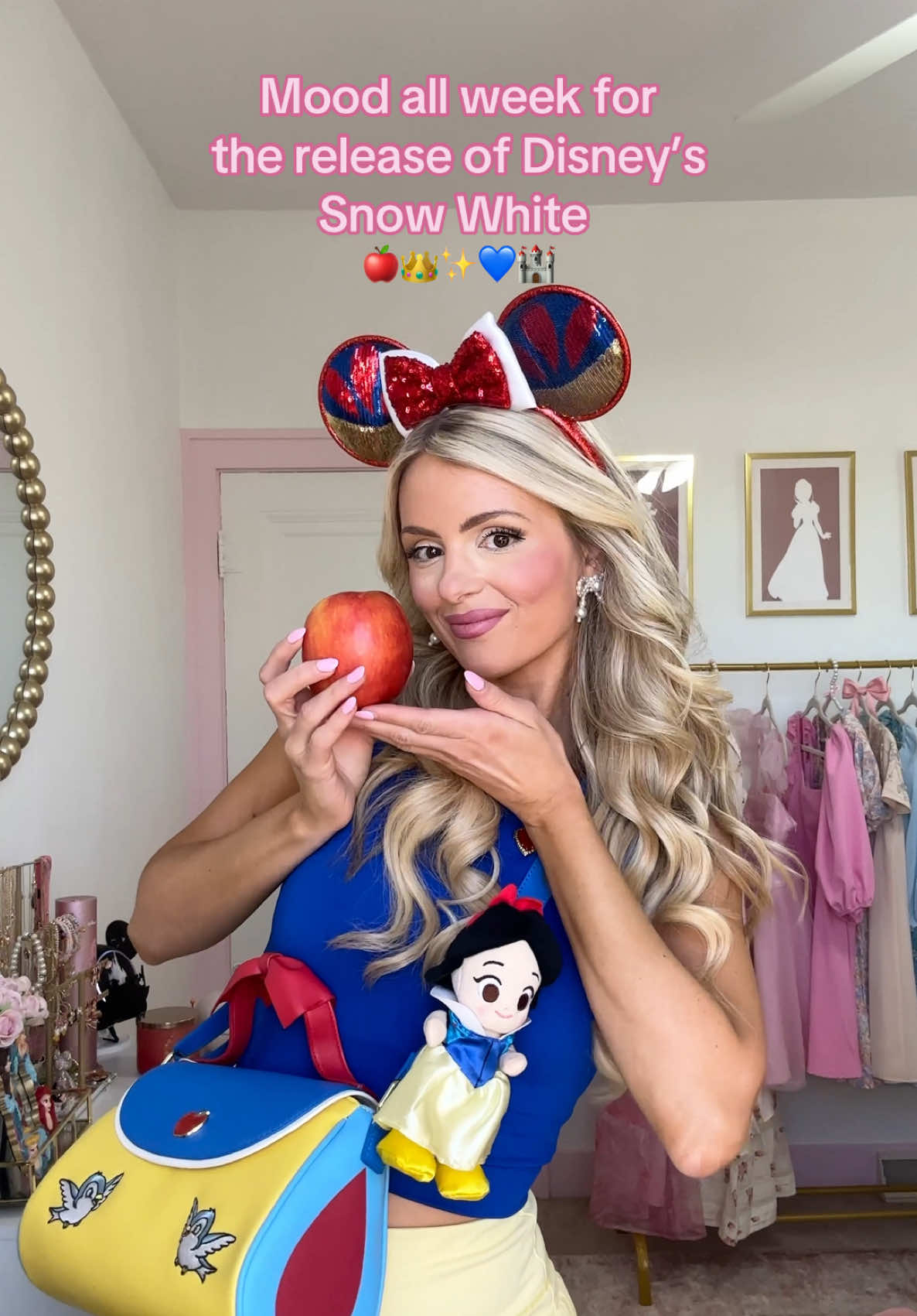 Will you be going to see Disney’s Snow White this week in theaters?!☺️🍎👑💙 #disneytiktok #disneystyle #disneystudios #snowwhite #fyp 