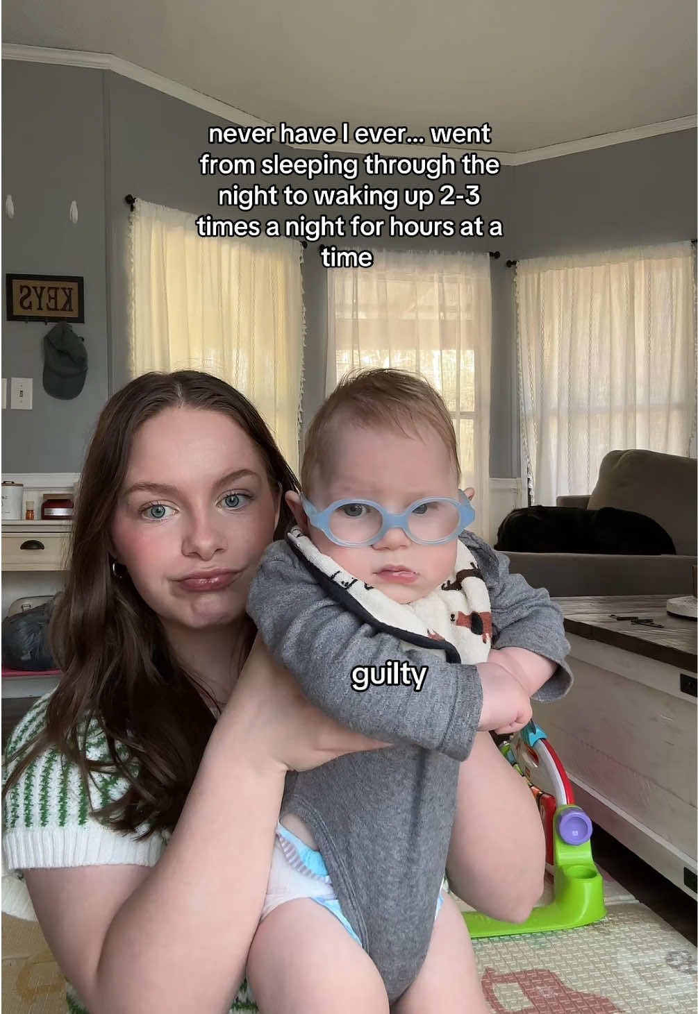 what in the sleep regression is going on 😩 mama is used to getting a full night sleep #sleepregression #baby #newnom #sahm #babysleeptips #firsttimemom #7monthsold #babyboy #boymom #babyglasses #sleepdeprived #HIE 