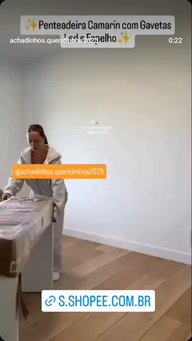 Penteadeira Camarin com 9 Gavetas Led e Espelho 🔗 Acesse o link 👇  https://s.shopee.com.br/3fomb42cef