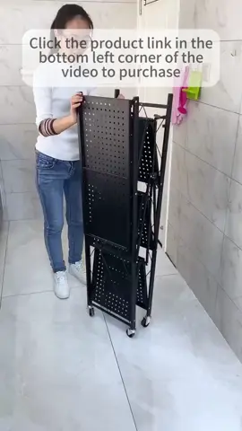 All metal shelves, foldable storage, with pulleys for easy movement, no installation, open to use, very convenient #leego #Home storage #shelves #metal rack #storage shelves