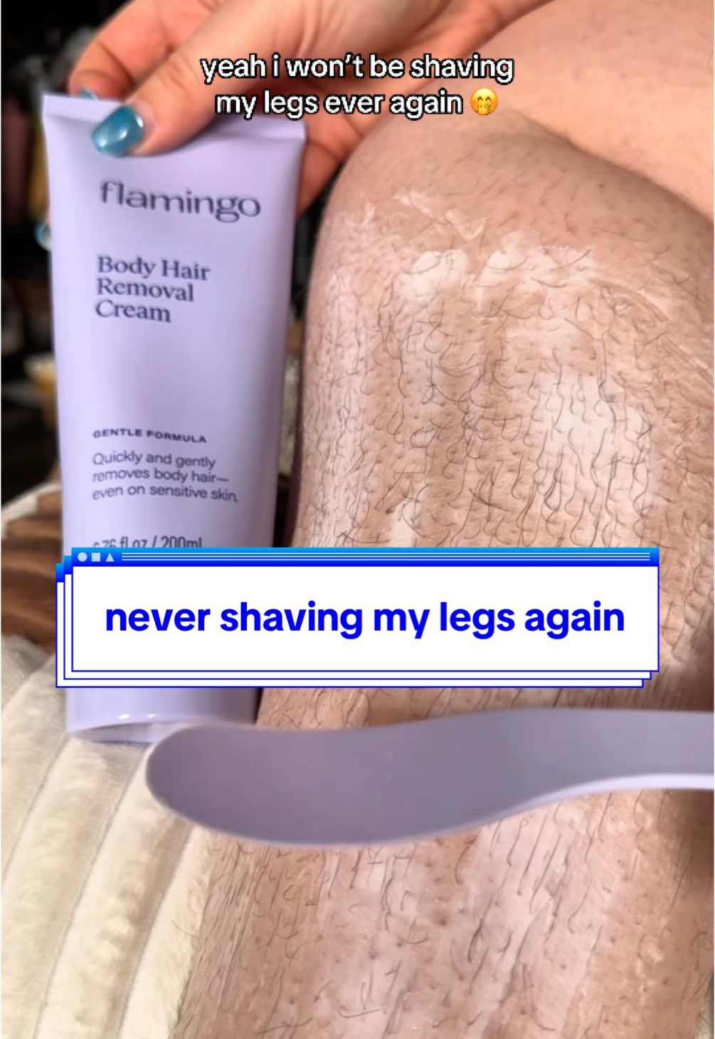 this hair removal cream is no joke! hello smooth legs 😍 @Flamingo #hairremovalcream #painlesshairremoval #smoothlegs #flamingohairremoval #tiktokshopspringglowup #springtok #skincaretok #sensitiveskin #sensitiveskincare 