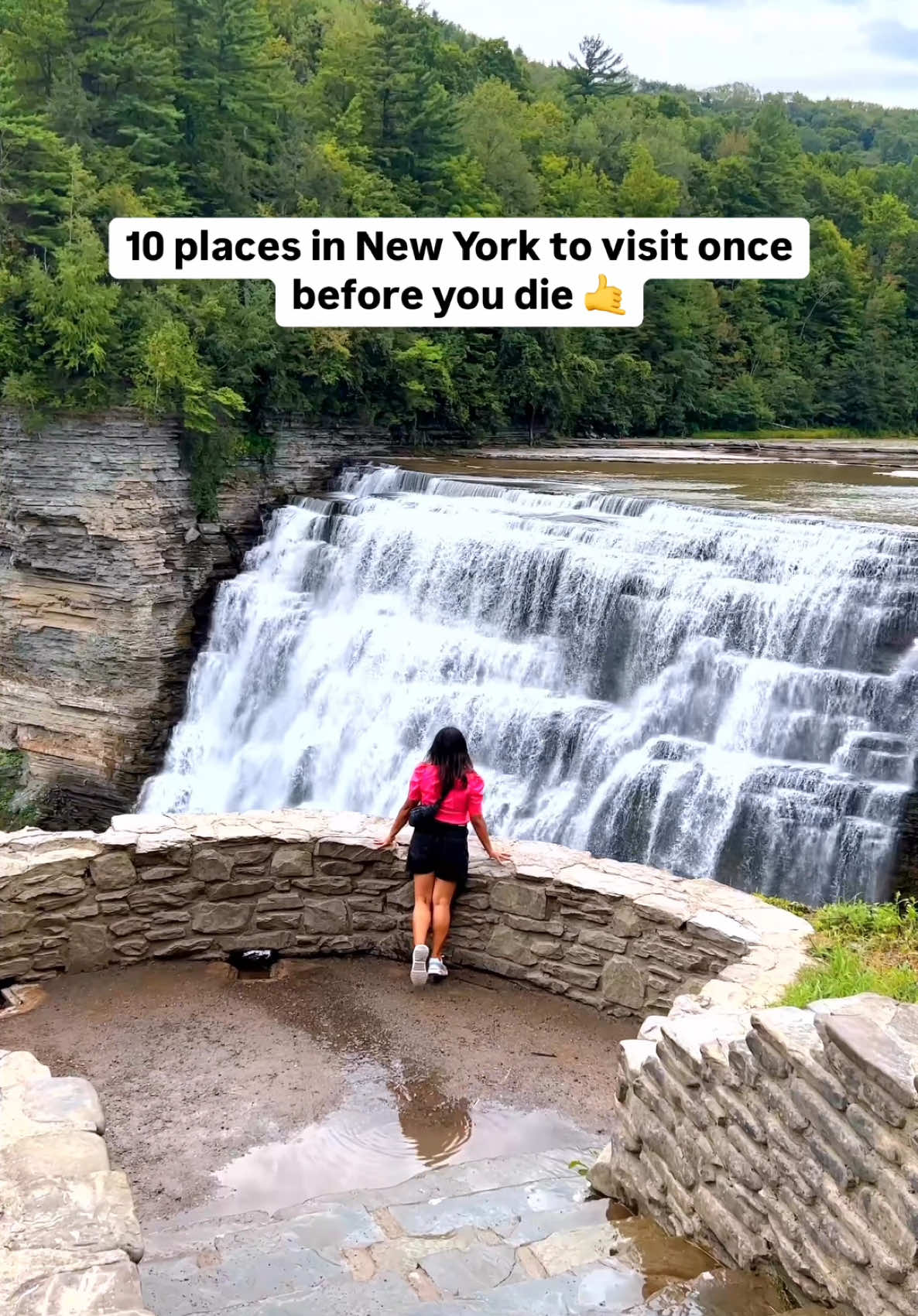 Places in New York for outdoor lovers ⬇️ ✨New York isn’t just about NYC, it’s a paradise for nature lovers. From spectacular waterfalls and scenic lakes to epic hikes and hidden gems, New York has something to offer to every traveler.  Here are 10 must visit spots in New York  1.	Green Lakes State Park – Crystal-clear emerald lakes surrounded by lush forests! 🌳  2.	Watkins Glen – Walk through a  gorge with 19 cascading waterfalls! 🌊 3.	Letchworth State Park – The “Grand Canyon of the East” with epic waterfalls, cliffs and kayaking 🌄 4.	Indian Head – Iconic Adirondack hike with panoramic views. 🍁 5.	Central Park – NYC’s nature escape with skyline views. 🏙️ 6.	Niagara Falls – One of the world’s most famous waterfalls🌊 7.	Lake Placid – Olympic history, scenic lakes & epic outdoor adventures. 🥾 8.	Ithaca Falls – 150-ft waterfall just minutes from downtown Ithaca. 🌊 9.	Chimney Bluffs – Unreal rock formations over Lake Ontario. 🌄 10.	Lake George – The Queen of American Lakes with boating & hikes. 🌊 Follow @roamwithpri for more such New York travel inspirations 😍 #ExploreNY #UpstateNY #HiddenGemsNY #HikingNY #NYRoadTrip #NatureEscape #WaterfallHikes #LakesideViews #travelinspirations #WanderMore #OutdoorExplorer #bucketlistadventures 
