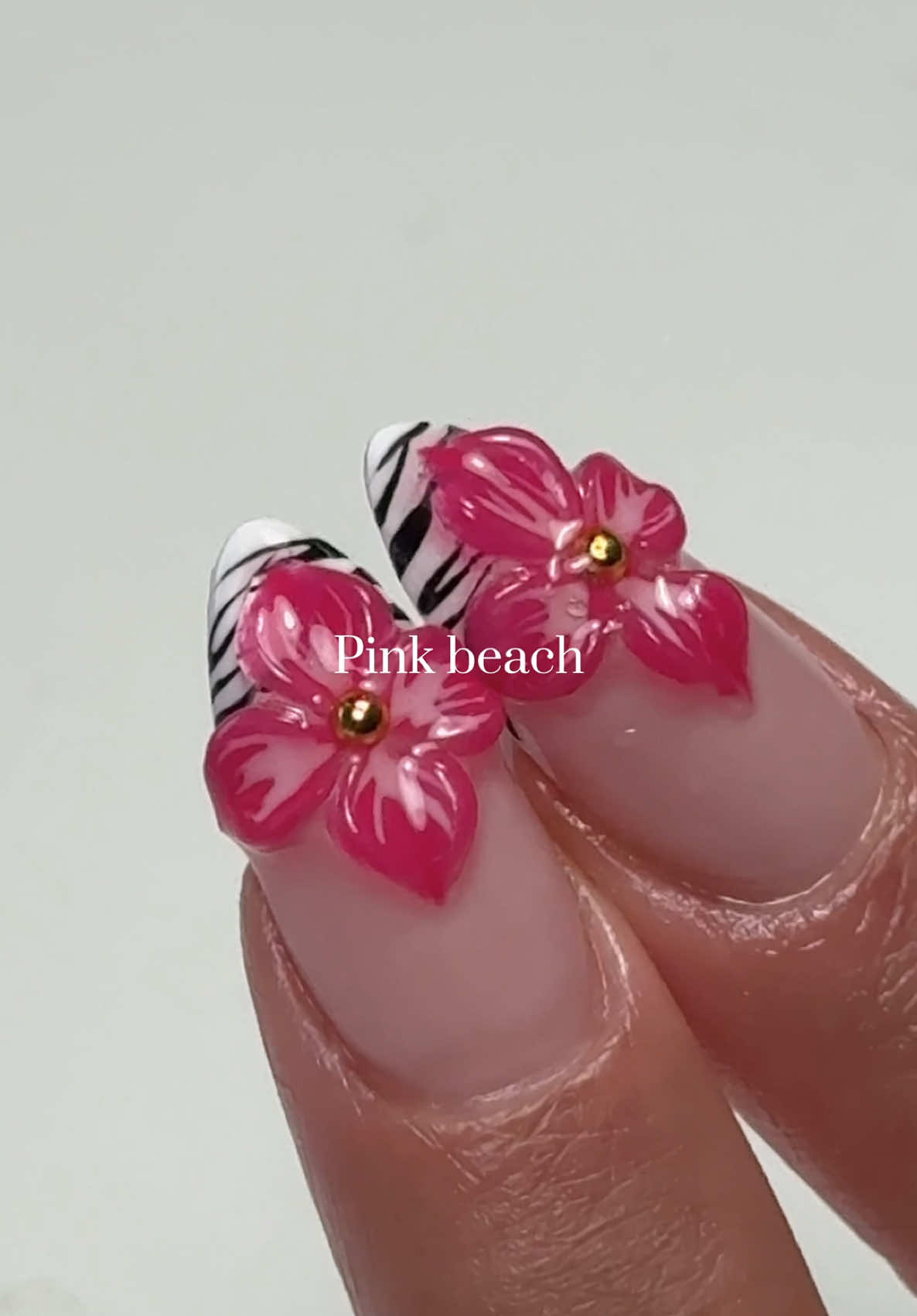 Look how pinkk ☺️ #nailtok #3dflowernails #apresgelx #fyp #pinknails #summernails 
