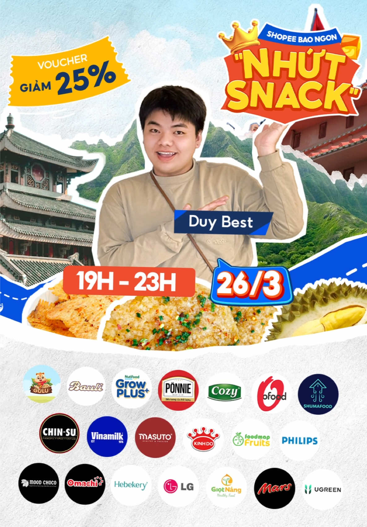 19H NGÀY 26.03 - SHOPEE REVIEW BAO NGON 'NHỨT SNACK' Mukbang không người đẹp, nhớ lúc 19H ngày 26/3 trên kênh Shopee @hepmil_creator_network để săn loạt deal giá hời cùng Duy và Kiều nha! #HepmilVietnam #Shopeelive #Mukbang #duybest 