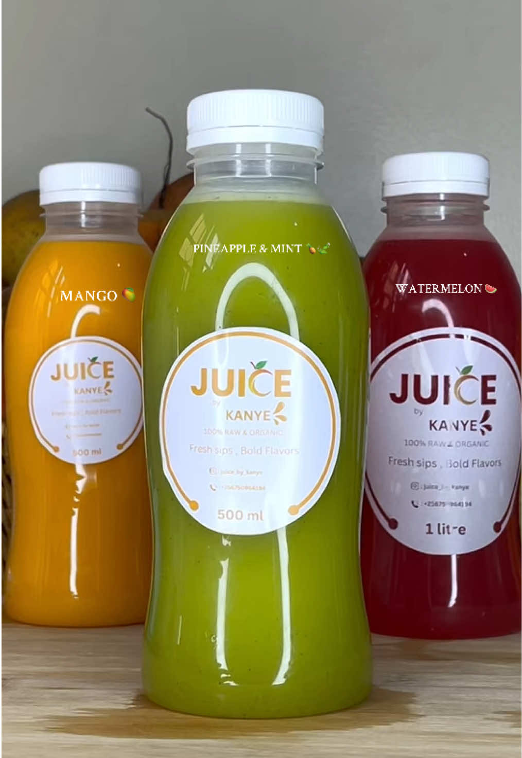 Fresh, fruity, and packed with flavor!  Choose your favorite: 🍍 Pineapple & Mint – A tropical twist with a refreshing kick. 🥭 Mango – Smooth, sweet, and naturally delicious. 🍉 Watermelon – Hydrating, juicy, and oh-so-refreshing. Get your 500ml bottle for just UGX 5,000!  Call or WhatsApp 0750964194 to order. #juice #FreshSipsBoldFlavors #JuiceByKanye