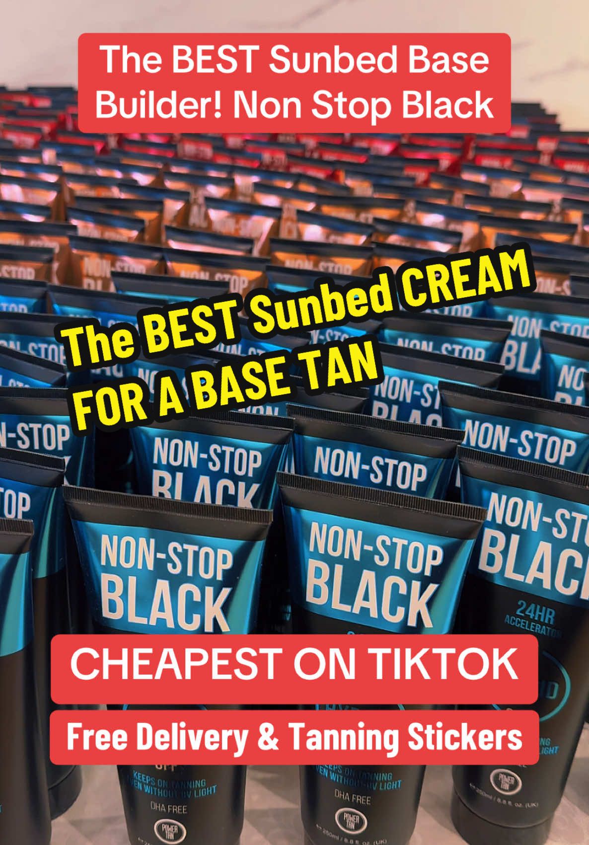 The BEST tanning sunbed base building cream! Non stop black 24hr accelerator #tanningsalon #sunbedcream #tiktokmademebuyit #tanningbed #sunbeds #sunbedtiktok #tanningaccelerator #tanningtips #sunbeds #sunbedhacks 