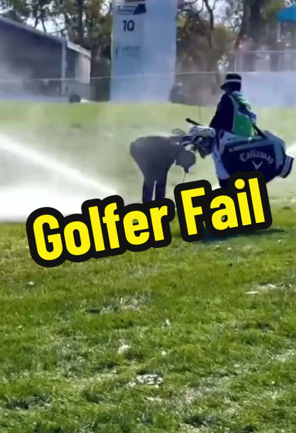 Golf accidentally hits and break sprinkler head in tournament! #golf #pga #fail #fyp 