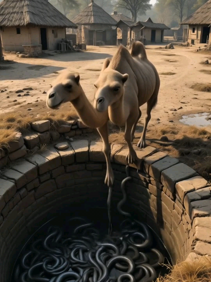 Two headed Camel fell in the well full of snake 🐍 #animalrescue #rescueanimals #rescue #rescuemission #wildliferescue #camel #saveanimals #snake 
