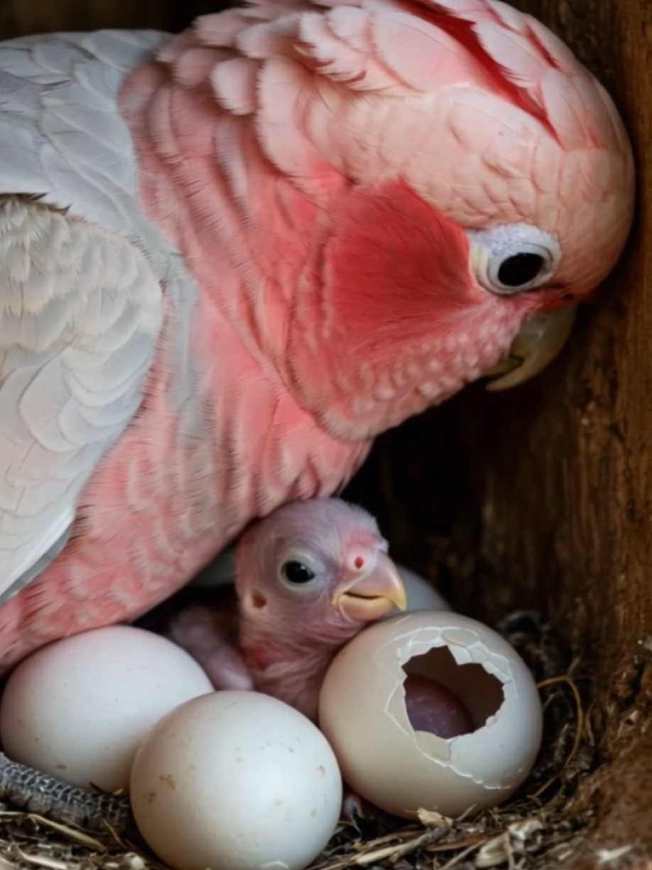 Galah Bird Pink Cockatoo lays eggs. Watch this rare moment of nature in action!  #GalahBird #PinkParrot #BirdLayingEggs #WildlifeMoments #AustralianBirds #ExoticBirds #NatureMagic #BirdsofTikTok #RareBirds #WildlifePhotography #PinkCockatoo 