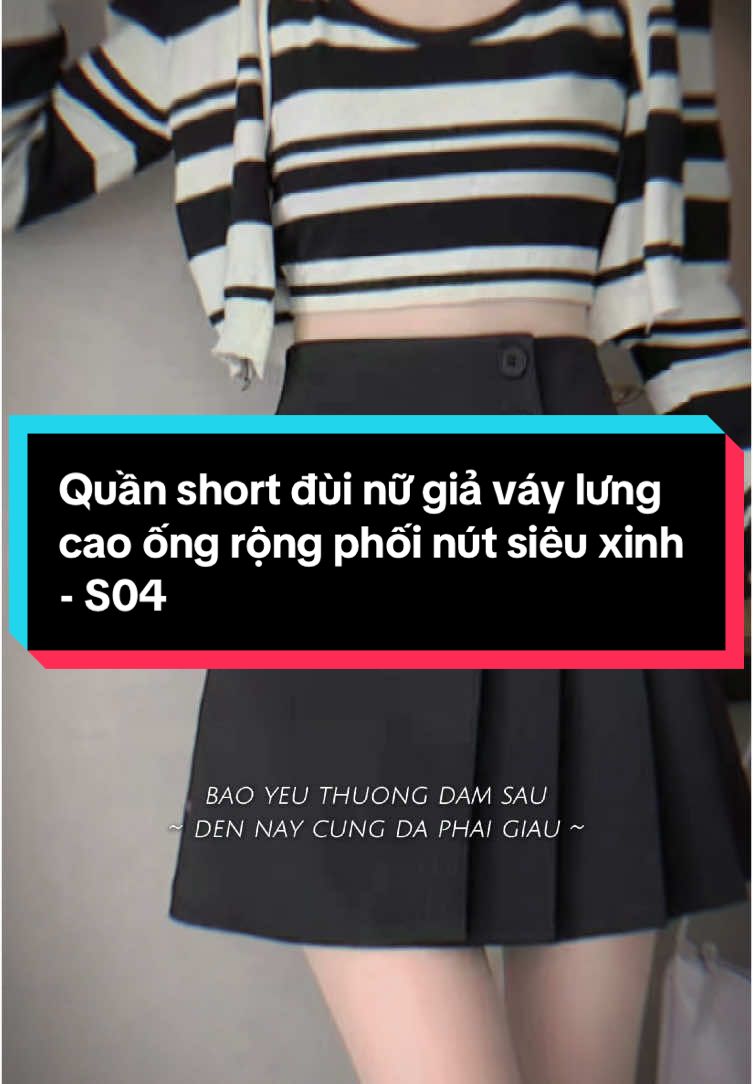 Quần short đùi nữ giả váy lưng cao ống rộng phối nút siêu xinh - S04 #quanshort #quanshortnu #phoidoxinh #lenxuhuong_tiktok #fyp 