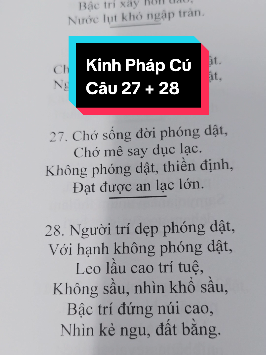 Trả lời @nuoiduongbodetam  Hành trình tập học Phật Kinh Pháp Cú Câu 27 + 28 #kinhphapcu 