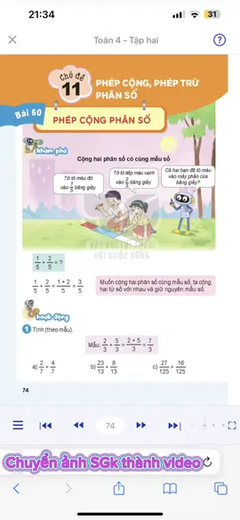 Phép cộng phân số lớp 4-KNTT- Công nghệ AI❤️💗💗 