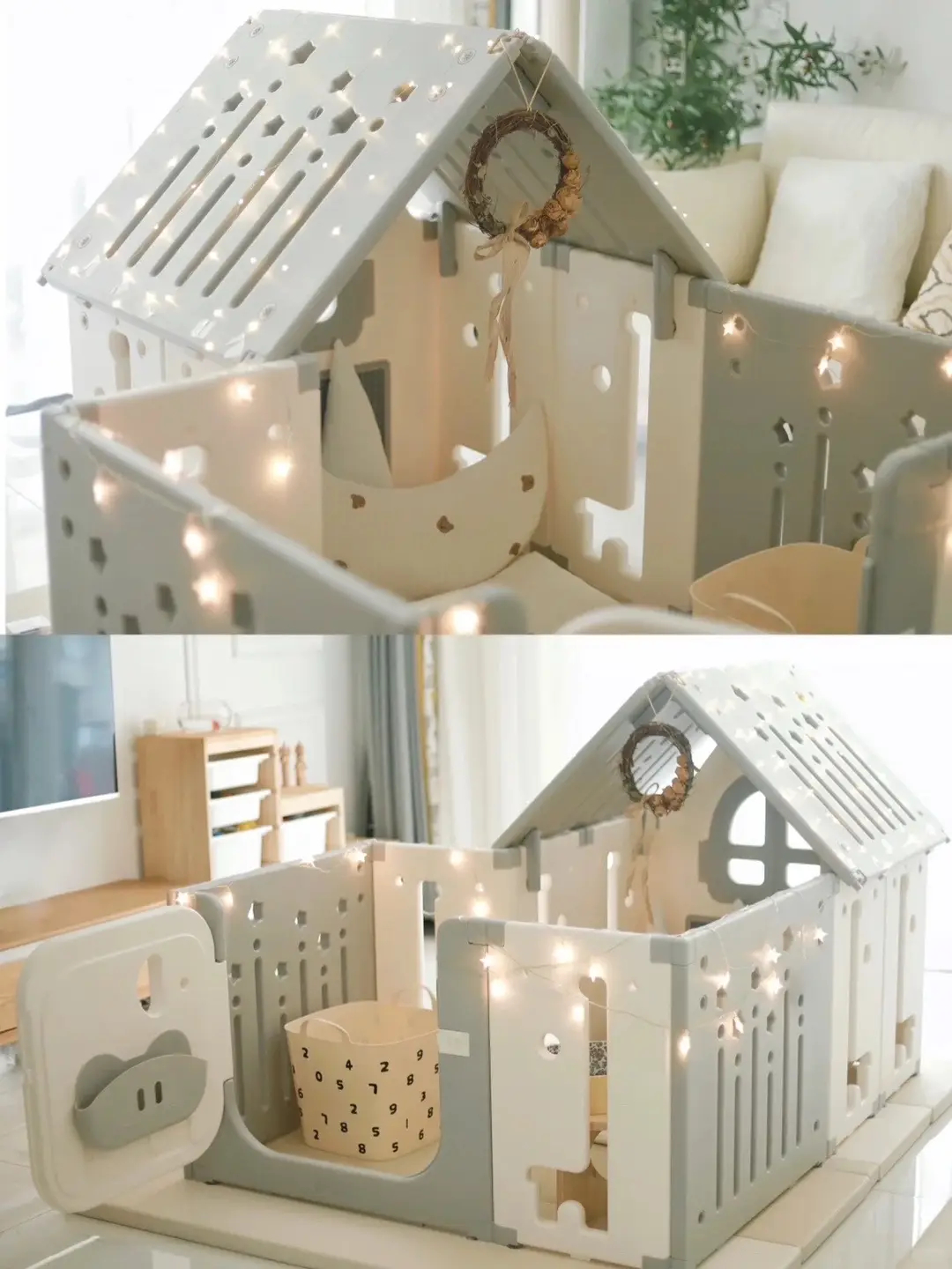 Quây cũi nhựa có thể biến đổi linh hoạt sang ngôi nhà #embecuame #antoanchobe #baby #kids #fpy #xuhuong #quaycuinhua #babylove 