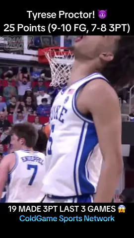 Tyrese Proctor is on 🔥 right now! 19 threes in his last 3 games—absolute sniper 🎯💦 Duke’s secret weapon is no secret anymore 😤😈 #Proctor3s 🚀 #RedHot 🔥 #DukeNation 💙 #Sharpshooter 🎯 #BucketsOnly 🏀 #MarchMadness 🏆 #IceInHisVeins ❄️ #AussieAssassin 🇦🇺 #fypシ #fyp #fyp #viral #trending@Bigg.Malc @bigg.dawg317 