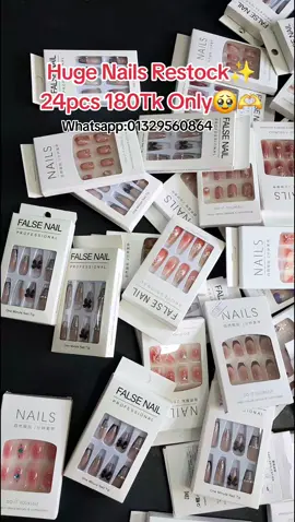 Huge Nails Restock✨️ 24pcs 180Tk Only🥹🫶 Whatsapp:01329560864 Shop Opening time: 12:30PM-4:30PM Address:Asirgonj Bazar,Golapgonj,Sylhet. All BD Delivery dewa hoy... . . . . #dreamyoutfits #asirgonjbazar #dhakadakshin #asirgonj #golapgonj #fyp #fypage #nails #nailscollection 
