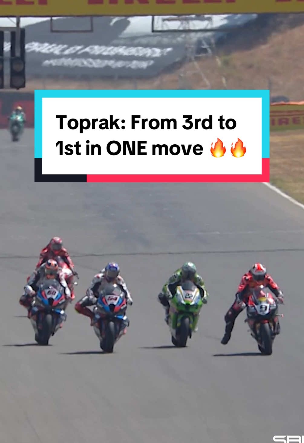 A wild Superpole Race! 😮‍💨  It was pure action at Turn 1 as the TOP 4 battled, with Toprak storming from 3rd to 1st in one move! 💪🔥 #PortugueseWorldSBK 🇵🇹 #WorldSBK #motorcycle #Motorsport #racing #sportsontiktok