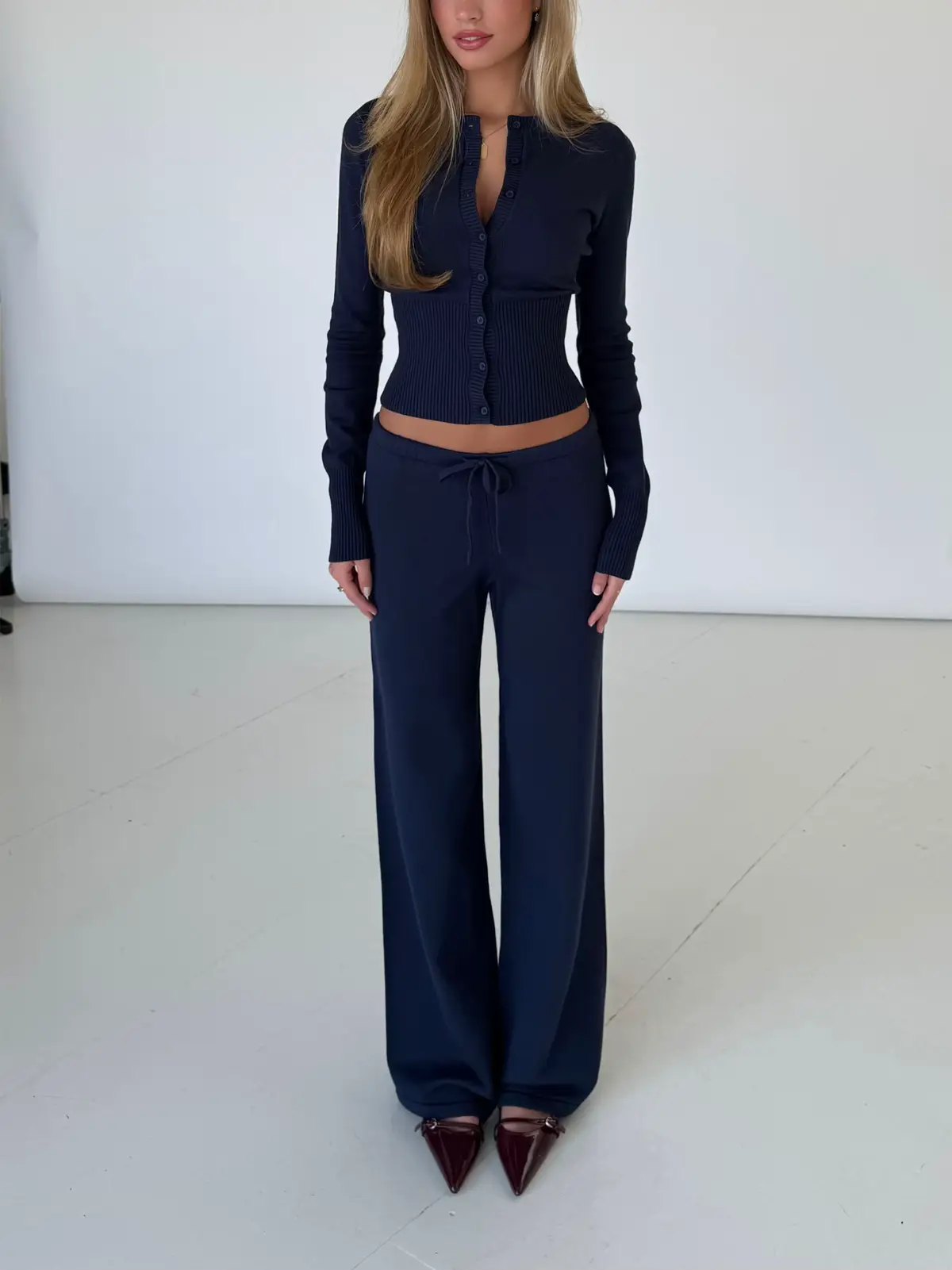 New in: Knit pants in dark blue #venderbys #newin #knit #fyp 