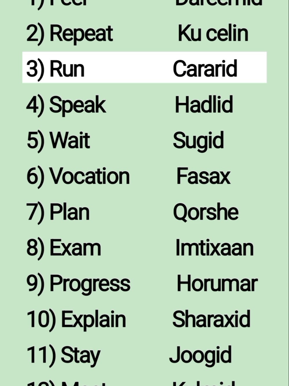 WAA ERAYO ENGLISH TO SOMALI HA KA FAAIDEYSO SIINA SHARE GAREEY.