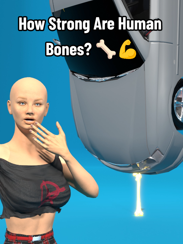 How Strong Are Human Bones? 🦴💪 .  .  #BoneStrength #HumanBody #3DAnimation #HowStrongAreBones #ScienceExplained #BodyFacts #AmazingBiology #3dgarage 