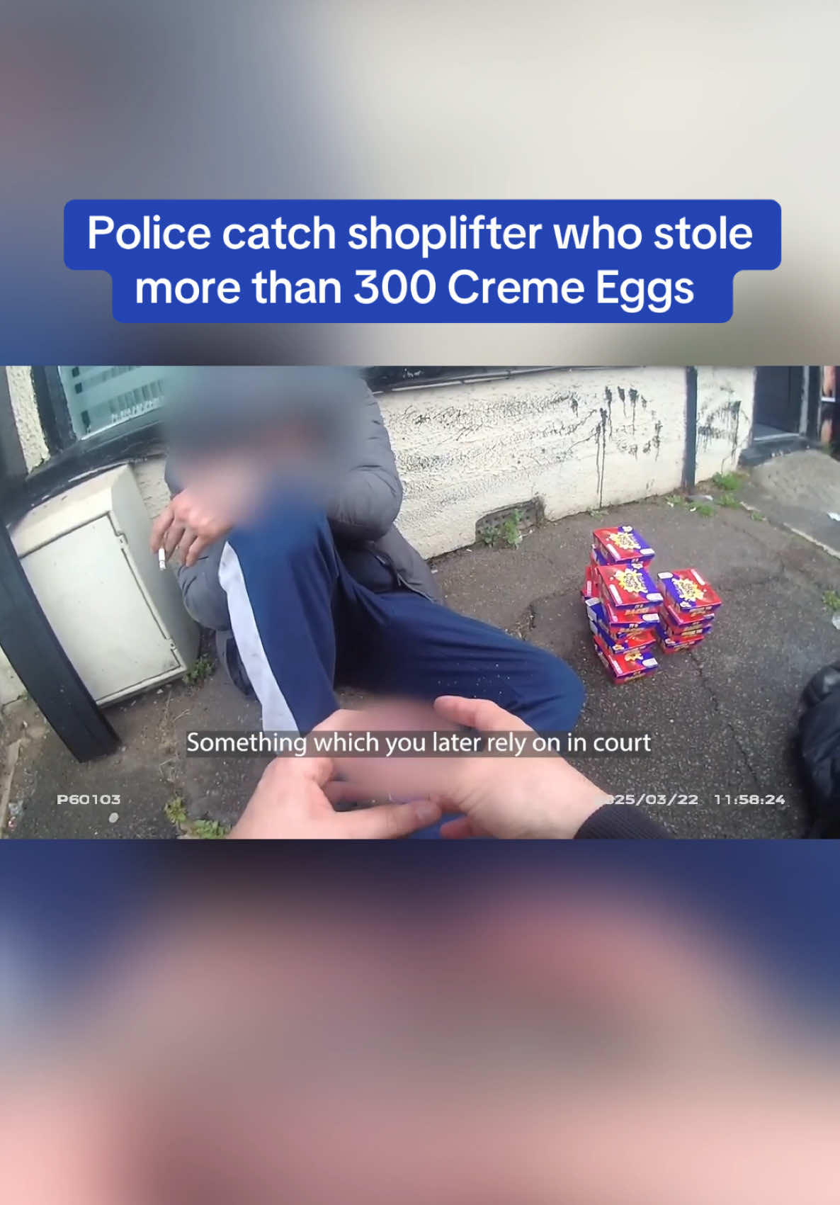A shoplifter was caught with 70 creme eggs stuffed in his coat, with hundreds stashed nearby.  Police apprehended Deon De Groot as he tried to make a getaway from a Tesco Express store in Dogsthorpe.  In total the shoplifter had 14 five packs of the sweet treats  in his coat. Dozens of other boxes were then found nearby in a discarded duffle bag nearby. #cremeegg #theft #stolen #police #crime #chocolate 