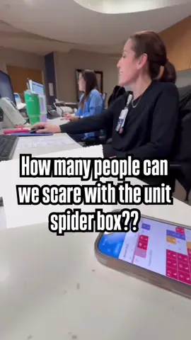 When my friend buys a spider box to scare me at work and it turns into scaring as many people on the unit as we can!  #nurse #laboranddeliverynurse #laboranddelivery #labornurse #obnurse #nursesoftiktok #nursetok #nursing #funny #funnynurse #scared #scareprank #prankwars #jumpscarevideo #prankster #scarequeen @Suzanne Leos @Ashley Trevino Ramirez @Kaitlyn Sprayberry @Lesley Barnes @Devon Houlihan @kenacaldwell98 