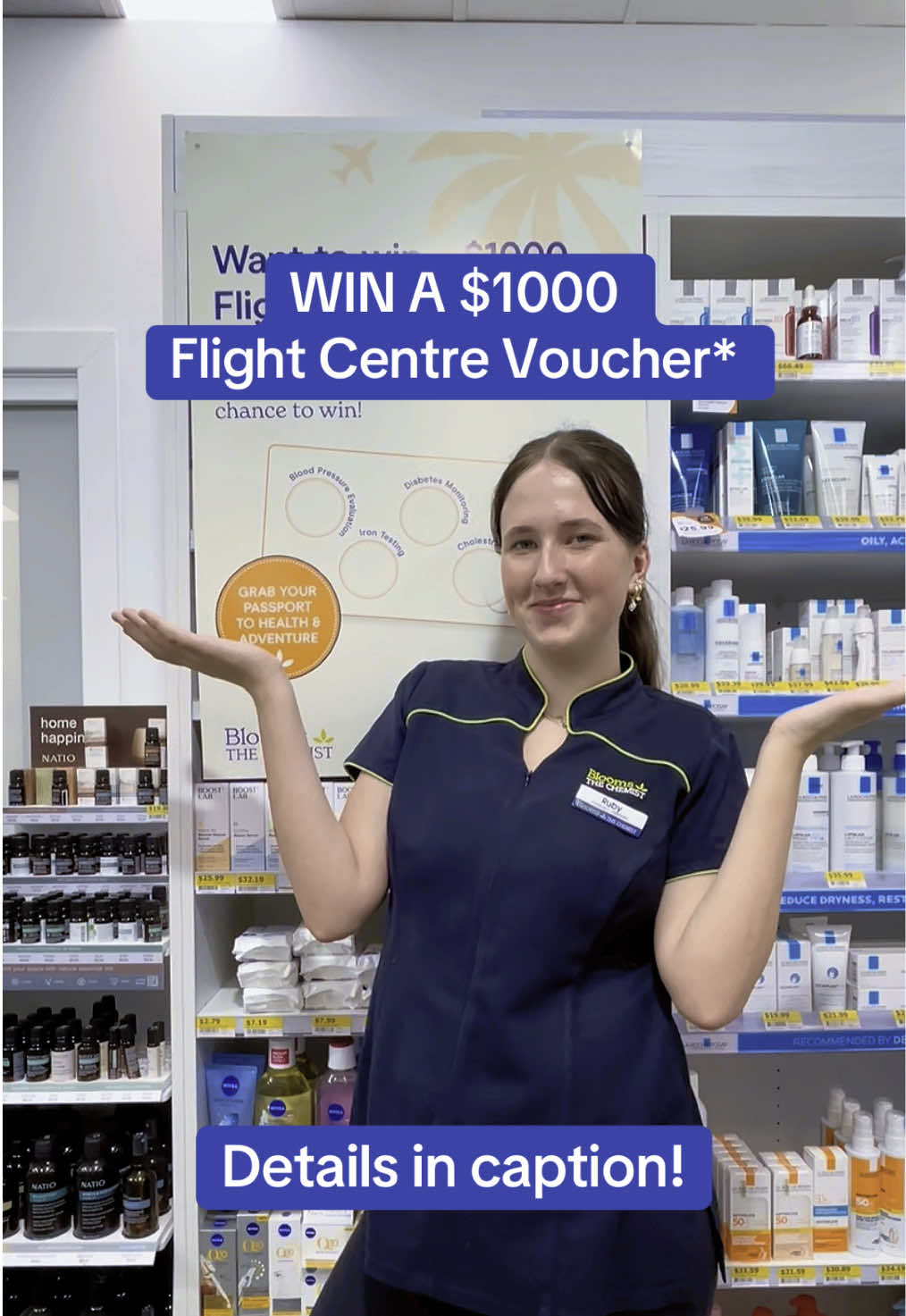 ✈️ WIN A $1000 FLIGHT CENTRE VOUCHER!* ✈️ Hurry, entries close Monday! Compelte all 4 health checks in-store on our Health Check Passport, scan the QR code and tell us in 25 words or less what being healthy means to you! *Terms and conditions apply. Valid at BTC PADSTOW. #bloomspadstow #pharmacy #chemist #pharmacytiktok #sydney #local #community #health #win #healthprofessionals 