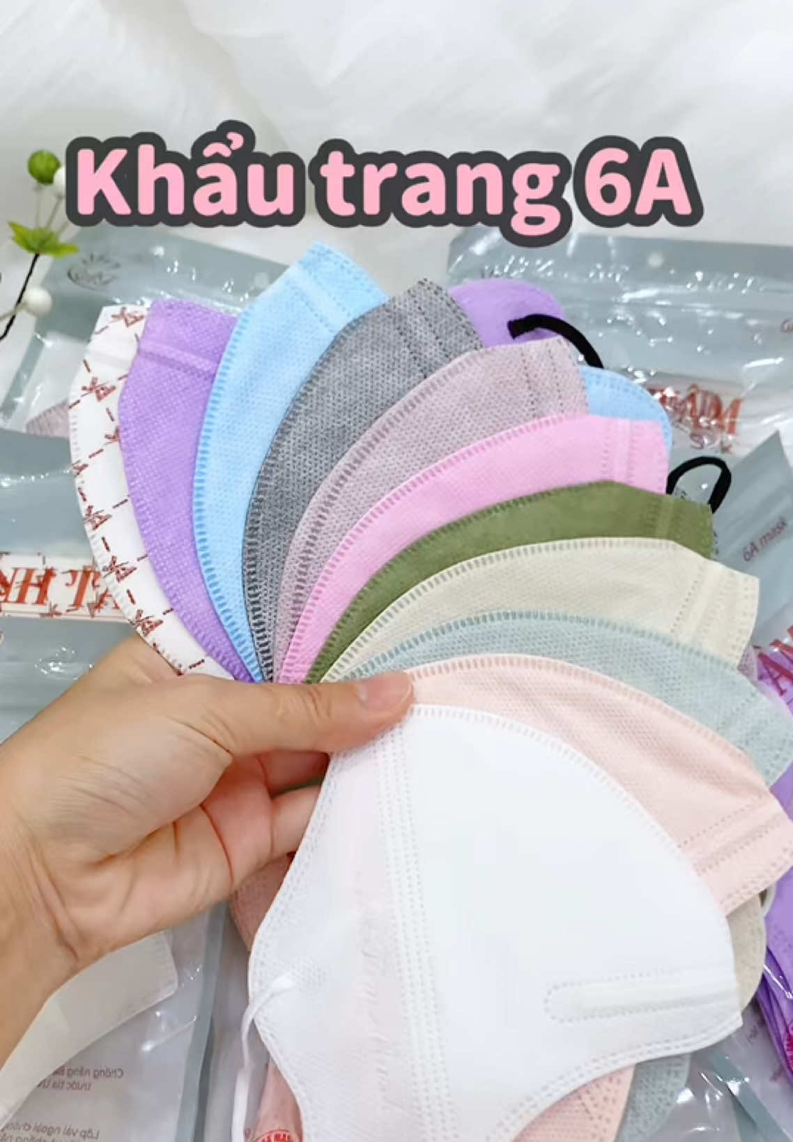 Khẩu trang 6A 4 lớp che phủ ngang gò má #khautrang6aanhtam #khautrang6a #khautrang6adinang 