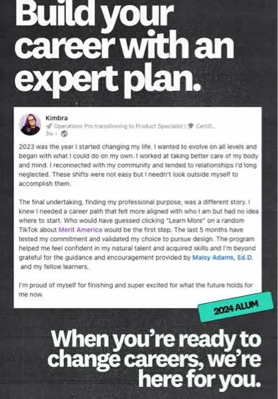 Proof that you should bet on yourself. #meritamerica #careerchange #jobsearchtips #linkedin 
