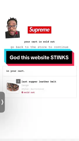 The bad news, no manual user touched Supreme Last Supper Belt today… the good news I’m one step closer to getting off the Supreme App! There is truly one more must cop item for me and I already know it’s going to teleport off the site.  #supreme #streetwear #fashiontiktok #leatherbelt #denim #lastsupper #sneakerhead #boxlogo #greenscreen 