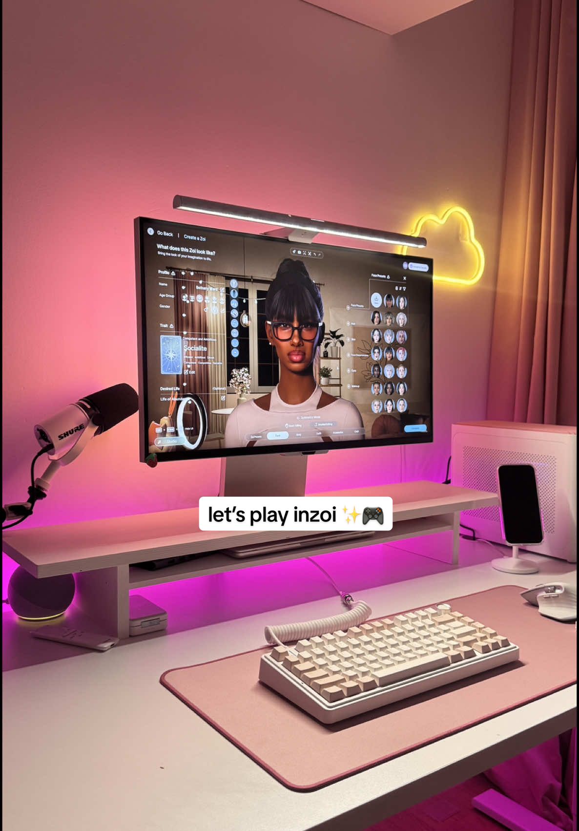 Let’s play inzoi ✨🎮 This game is soo different, I’ve been really liking it so far!  Are you playing?? #inzoi #inzoigame #pcgaming #pcsetup #pinkdesksetup #pinkdesk #desksetup #cozygaming #pinkgamingsetup #minipc #isiomavlogs @playinzoi.official 