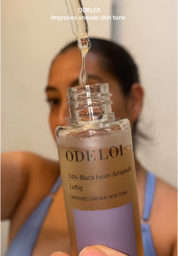 ODELOI black bean ampoule lutfig serum 🫘 is the perfect solution for uneven skin tone!  @Odeloi US  • • • #skincare #unevenskintone #odeloi #koreanskincare #unevenskintoneserum 