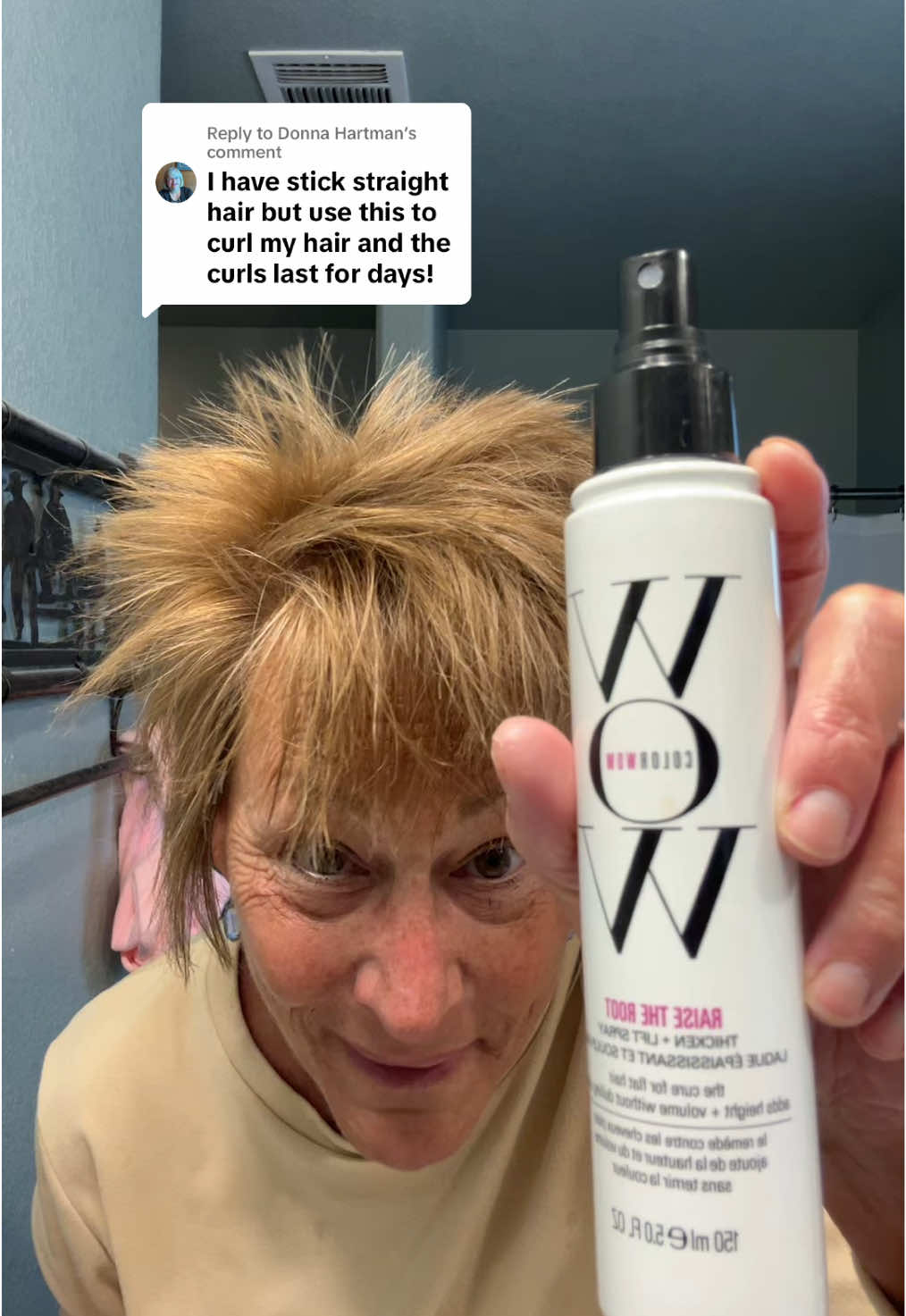 Replying to @Donna Hartman she is so right, if you are tired of fighting straight flat hair. Invest in the @Color Wow Hair Root Raiser! You will have curls and volume for days! #finehair #thinhair #flathair #hairvolumehack #colorwowrootlifter #raisetherootspraycolorwow #hairtutorial #TikTokShopSpringGlowUp #TTSLevelUp #SpringTok #shorthairoftiktok 