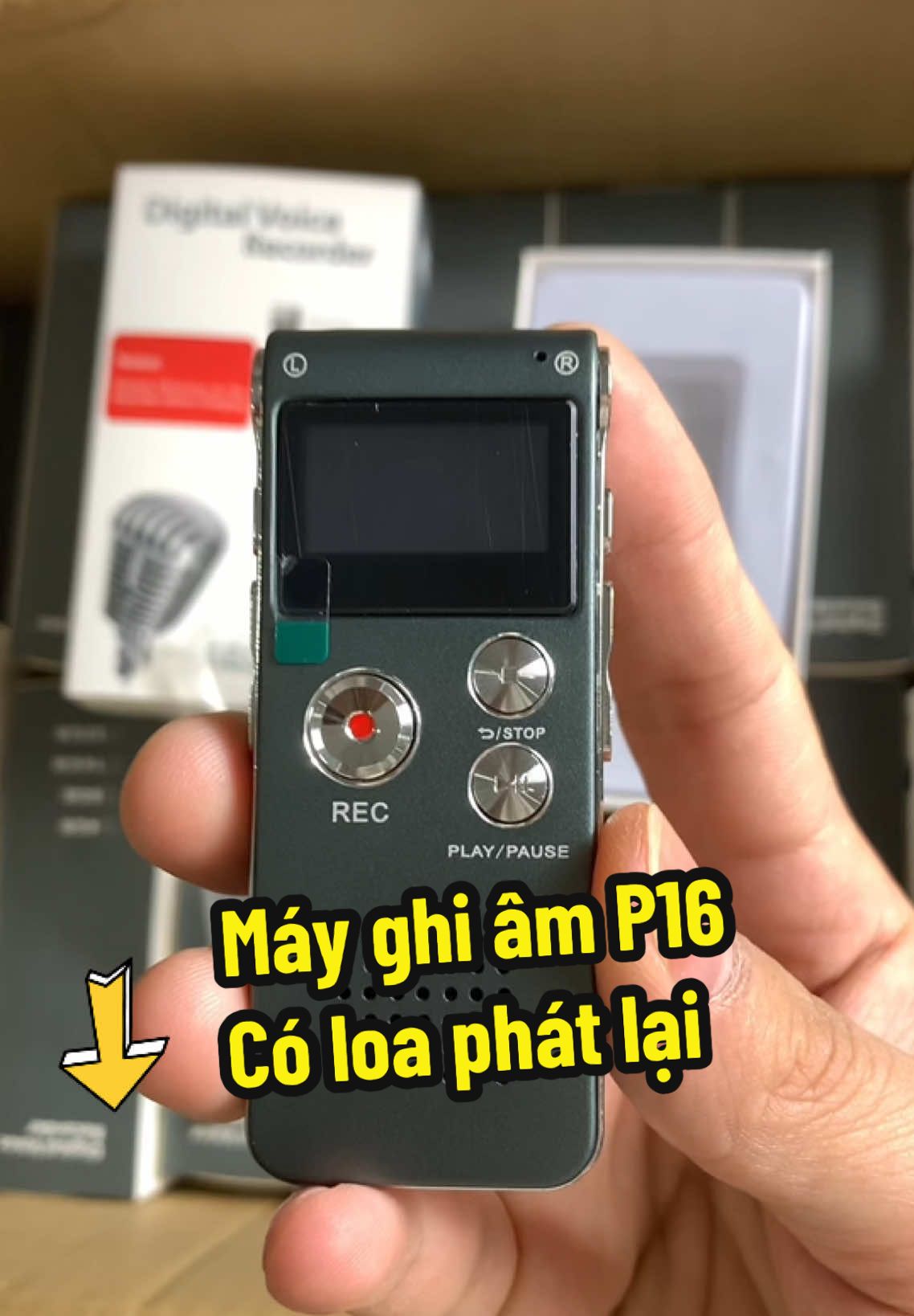 Máy ghi âm chuyên nghiệp P16 có loa phát lại. Âm thanh to rõ, pin 20 tiếng, bộ nhớ 16gb #mayghiam #ghiam #mayghiammini #mayghiamcaocap #xh #xuhuong #viral 