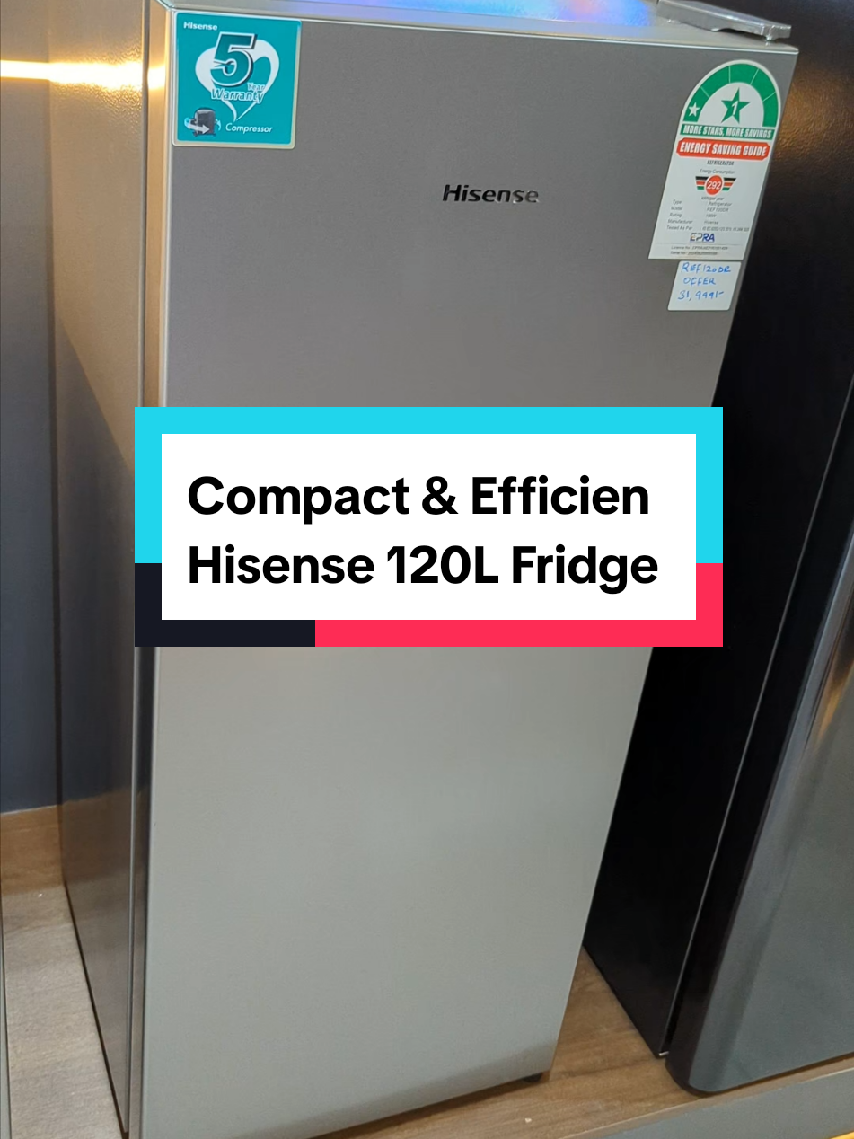 The Hisense 120L Fridge is perfect for small spaces while keeping your food fresh and organized. Reliable cooling, stylish design #Hisense #hisensekenya #fridge #CoolingMadeEasy #SmartLiving