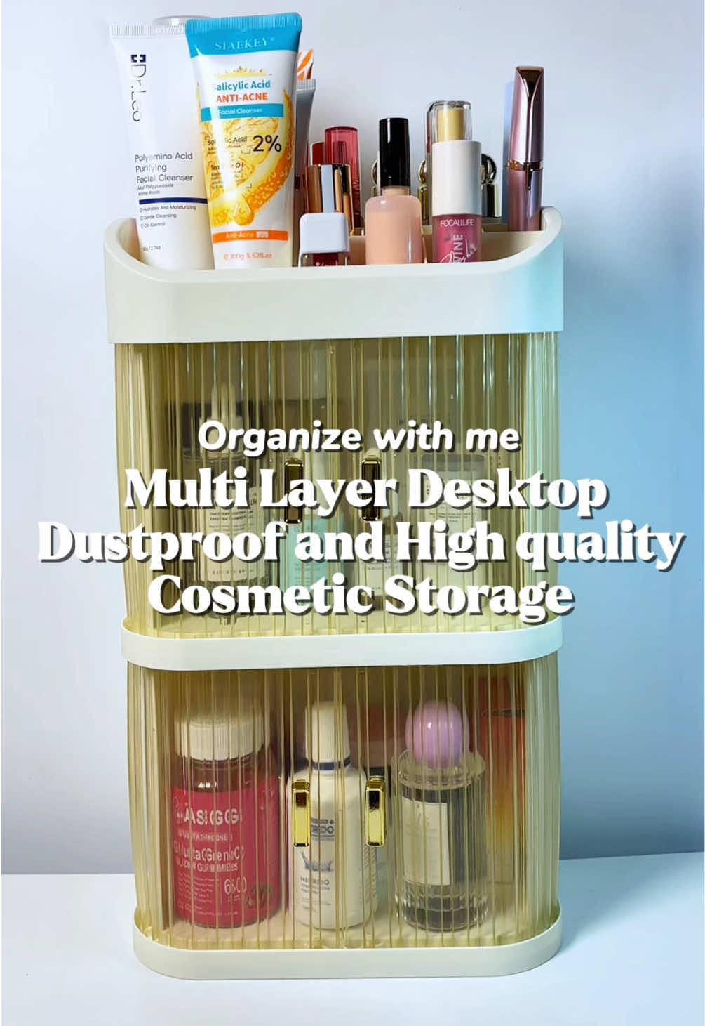 Multi layer desktop cosmetic organizer 🗄️  ✔ Dustproof ✔ High quality ✔ Durable  ✔ Sturdy #makeupstorageorganizer #organizingtiktok #organizer  #skincareorganizer #makeupstorage #fyp #minidrawer 