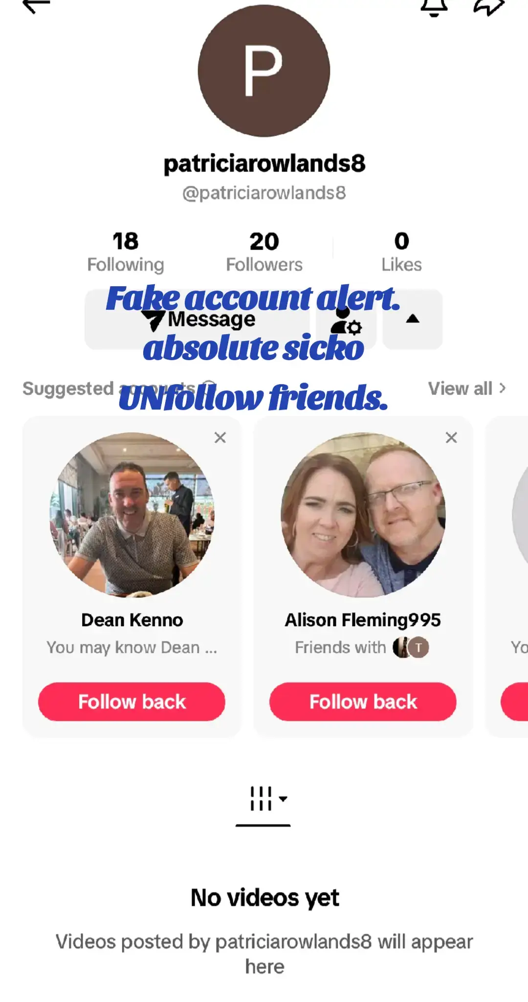 It's a bit sad they have to do this just to gain some attention. @patriciarowlands8  #fakeaccount #warning #unfollow #patriciarowlands8 #👏👏👏 #theft #identitytheft  #illegal 