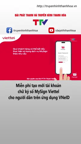 Tổng Công ty Viễn thông Viettel cho biết đã tích hợp dịch vụ chữ ký số MySign trên VNeID. Theo đó, công dân có tài khoản định danh mức 2 dễ dàng khởi tạo chữ ký số để ký các văn bản, giấy tờ ngay trên điện thoại di động và hoàn toàn miễn phí ký dịch vụ công trong vòng 12 tháng. #chukyso #dinhdanhdientu #dichvucong #tintuc #ttv #truyenhinhthanhhoa