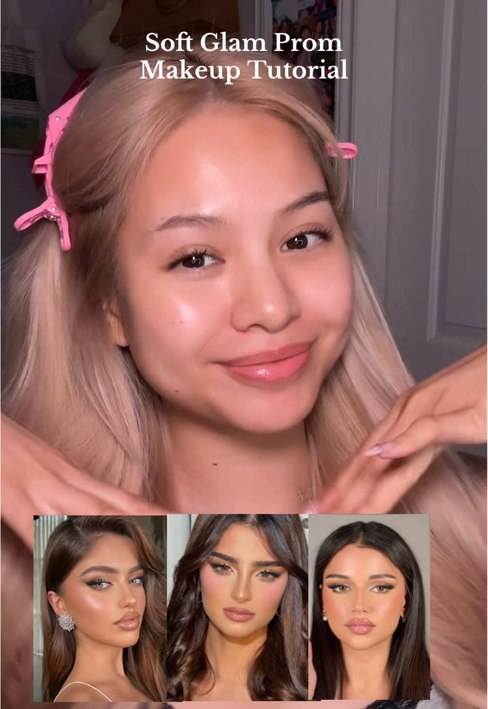 Makeup for anyone going to prom or a special event :,) Makeup Used: - loreal Foundation (430 & 425) - magic calypso concealer C1 - huda beauty strawberry cream blush filter - anastasia shadow smooth blur contour - anastasia duo brow (chocolate) - huda beauty powder cherry blossom - Juvia's place eyeshadow sticks (matte nile & shimmery casablanca) - Juvia's place black pen eyeliner - Kiss Me Mascara - Hourglass Lipgloss Secret 85 - Makeup forever lip liner 606