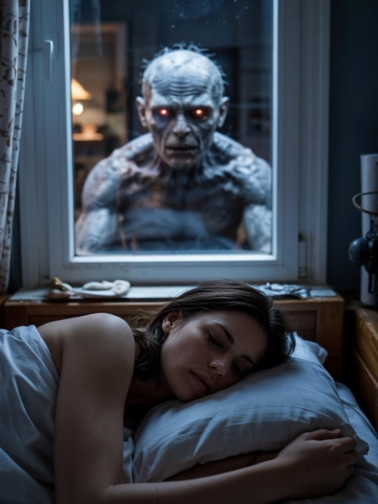 Sleep tight.  #horror #dark #scary #monster #horrortiktok #fyp #cryptid #nightmare #goodnight #sleep #artificialintelligence 