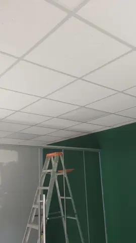 instalación de cielo raso con baldosas en oficinas