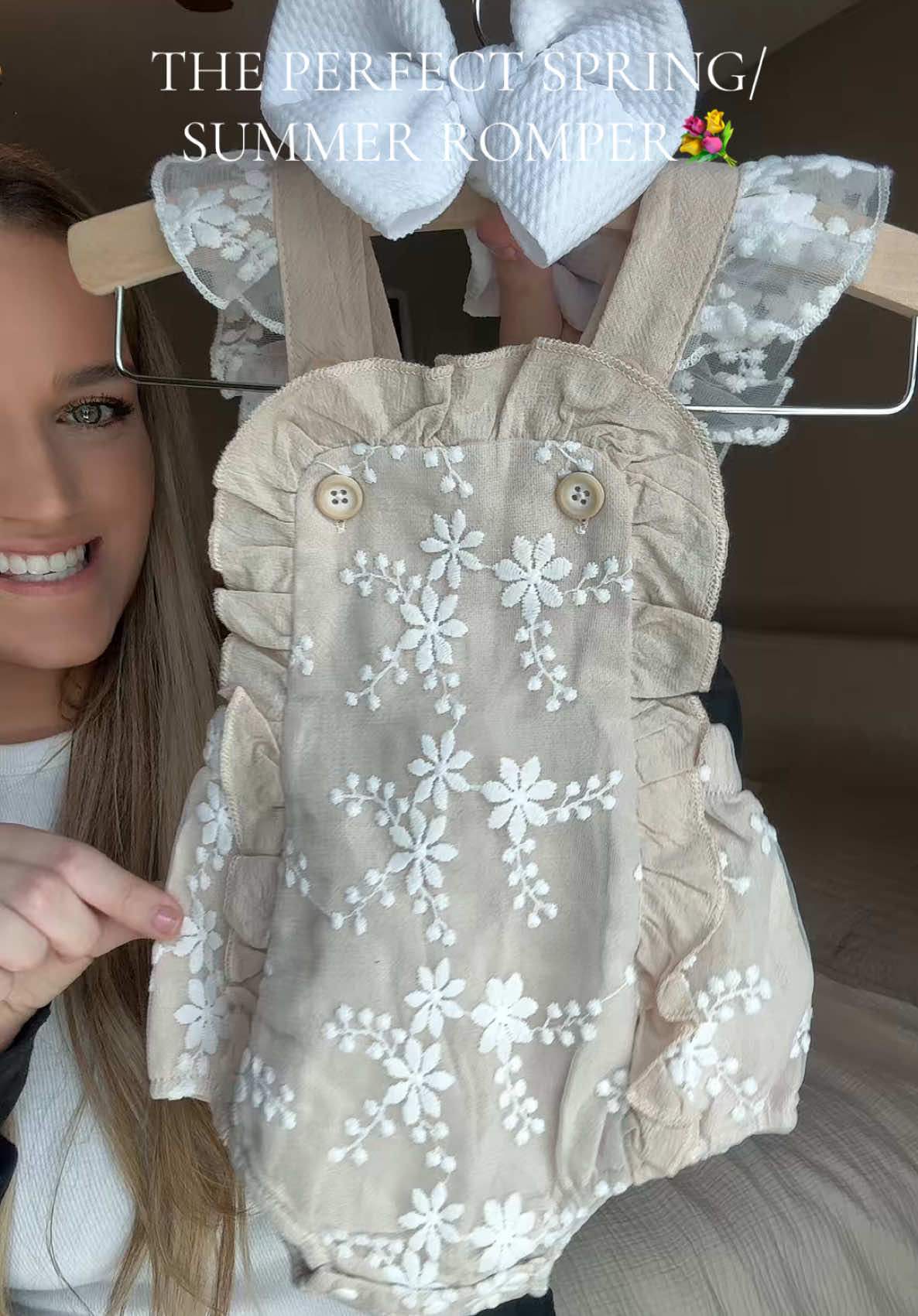 A MOMENT FOR THE LACE 🥺#fyp #foryoupage #momtok #tiktokshop #mama #girlygirl #mom #OOTD #mom #bows #mamasbestie #romper #babygirl 
