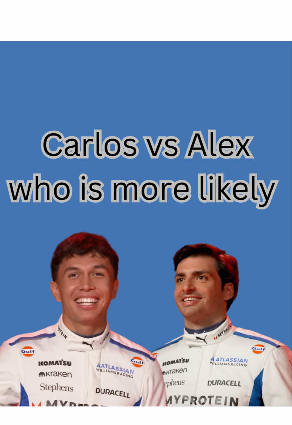 Carbono in the recent F1 video. Carlos & Alex have paddles & hold up who they think is more likely 😅  #alexalbon #albon #albono #carlossainz #sainz #aa23 #cs55 #atlassianwilliamsracing #williamsracing #f1  🎥- f1 YouTube 