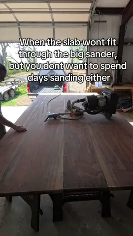I had to remove excess epoxy and flush up all the joints. I rent these big orbital sanders whenever I have big tops like this since the widebelt is only 43