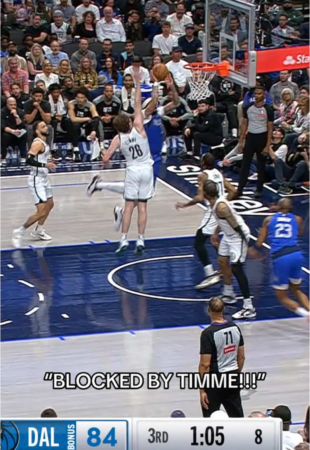 Nets announcer after this Drew Timme block on AD. 😂 #NBA #basketball #funny #announcer #nets 