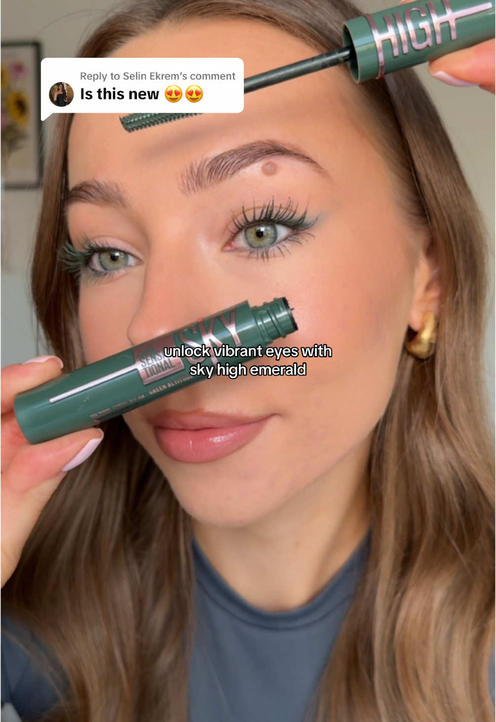 Replying to @Selin Ekrem No gatekeeping here 💁‍♀️ Brown & hazel eyed beauties, this one’s for you!  Meet your new secret weapon: our Sky High Mascara in Emerald 💚 #Maybelline #SkyHighMascara #LashGoals #MakeupTips