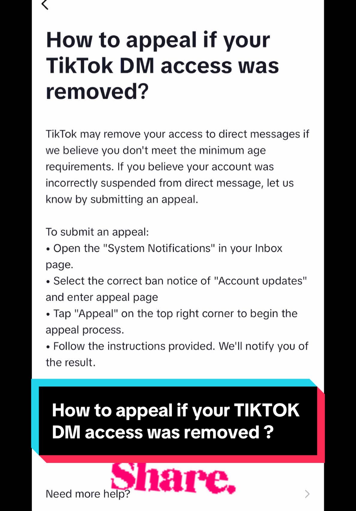 How to appeal if your TIKTOK DM access was removed ? #appeal #account #tiktokaccount #tiktokdm #tiktokseo #removed #tiktokuk🇬🇧 